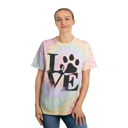 Spiral Tie Dye T-Shirt Love Paw Print Pet Lover Gift Unisex