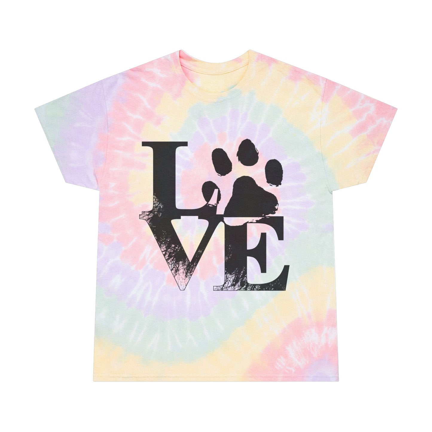 Spiral Tie Dye T-Shirt Love Paw Print Pet Lover Gift Unisex