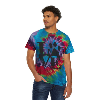 Spiral Tie Dye T-Shirt Love Paw Print Pet Lover Gift Unisex