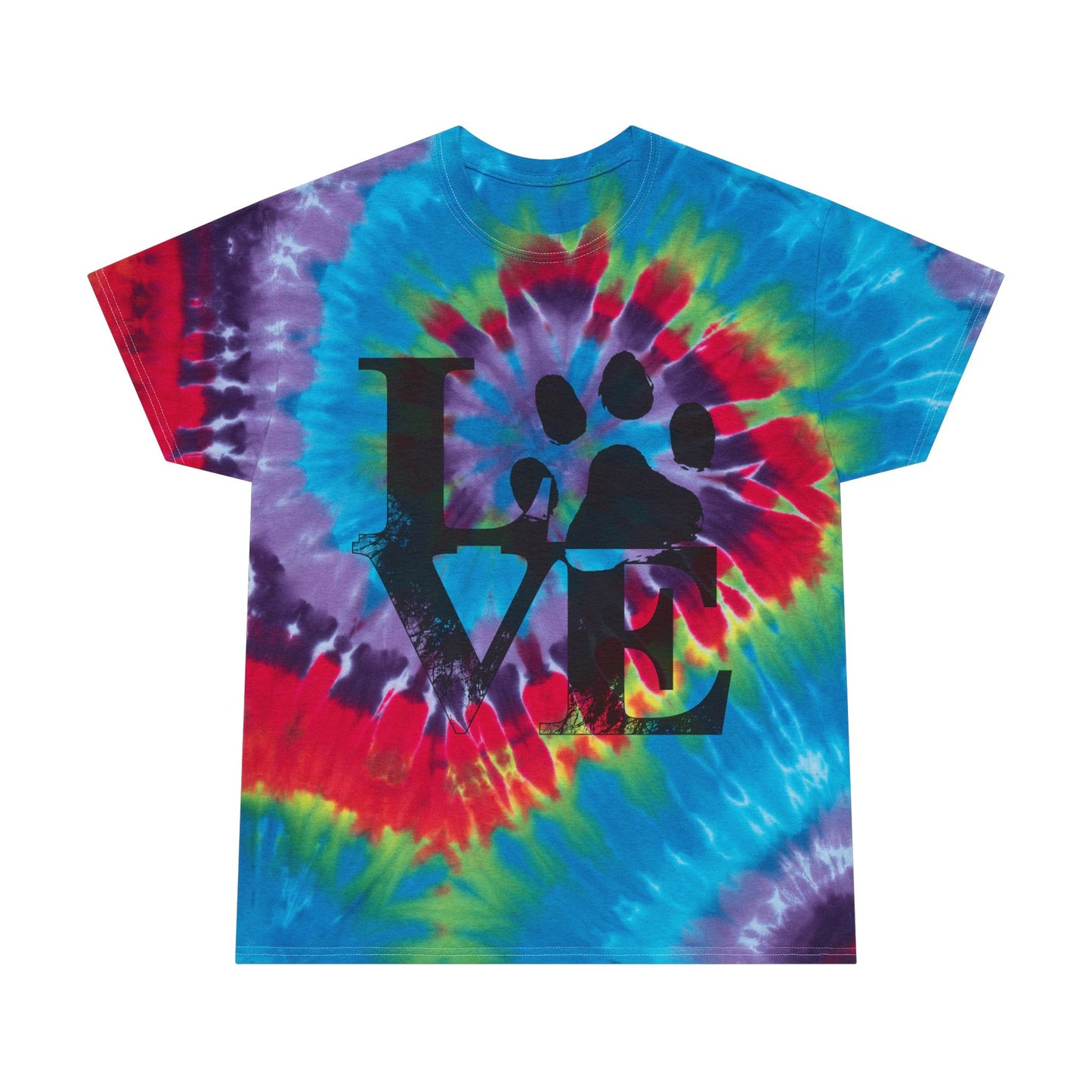 Spiral Tie Dye T-Shirt Love Paw Print Pet Lover Gift Unisex
